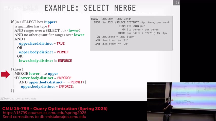 SELECT Merge 的条件与动作，课程视频 53:00