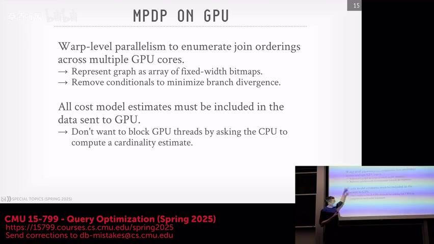 GPU 搜索的位图、Warp 与统计前提，课程视频 33:00